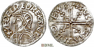 Денарий, Англия, Æthelred II (978-1016), м.д. Exeter, монетарий Wulfstan, North 775