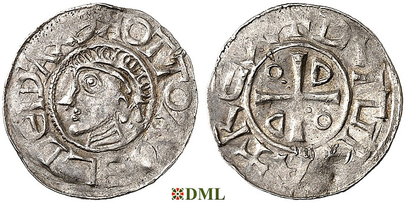Денарий, Германия, Саксония, Otto III (983-1002), м.д. Goslar, type OAP, Dbg. 1164