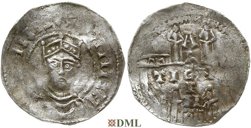 Денарий, Германия, Швабия, Heinrich II (1002-1024), м.д. Strassburg, Dbg. 920