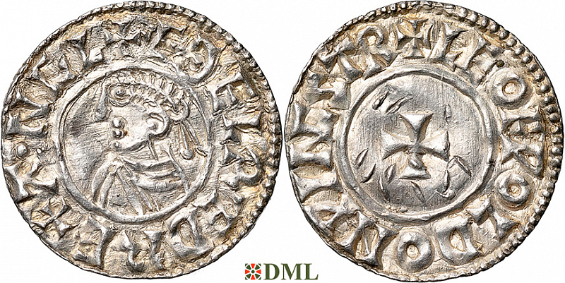 Денарий, Англия, Æthelred II (978-1016), м.д. Wincheste, монетарий Leofwold, North 777