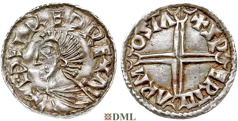 Денарий, Англия, Æthelred II (978-1016), м.д. Stamford, монетарий Swertgar, North 774