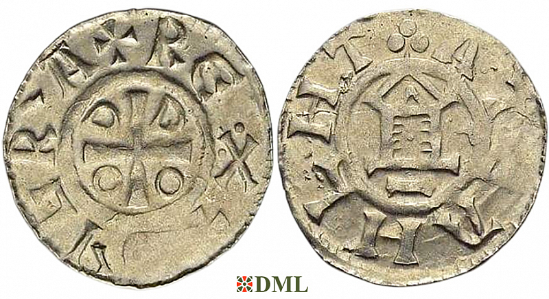 Денарий, Германия, Саксония, Otto III (983-1002), м.д. Goslar, type OAP