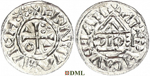 Денарий, Германия, Бавария, Heinrich II (1002-1024), м.д. Nabburg, монетарий ECIC, Hahn 1976, 74b1