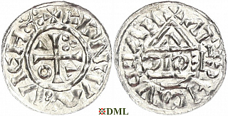 Денарий, Германия, Бавария, Heinrich II (1002-1024), м.д. Nabburg, монетарий ECIC, Hahn 1976, 74b1