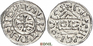 Денарий, Германия, Бавария, Heinrich II (1002-1024), м.д. Regensburg, монетарий ICIC, Hahn 1976, 27b2