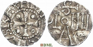 Денарий, Германия, Нижняя Лотарингия, Heinrich II (1002-1024), м.д. Koln, Dbg. 345