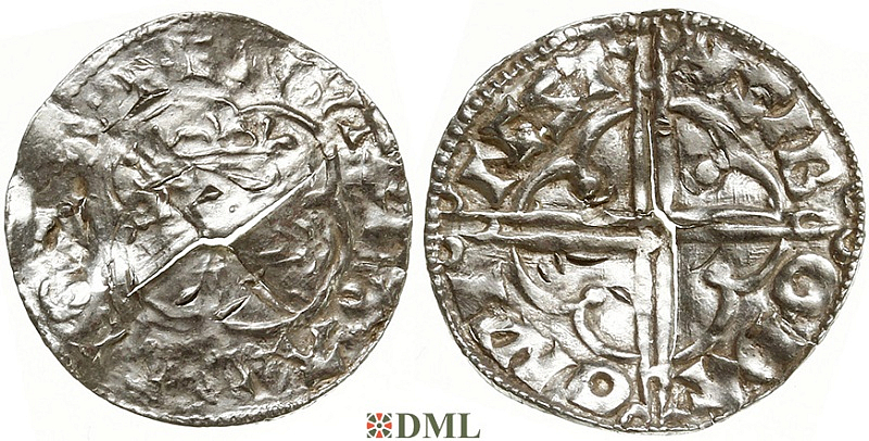 Денарий, Англия, Cnut (1016-1035), м.д. Winchester, монетарий Sigeboda, North 781