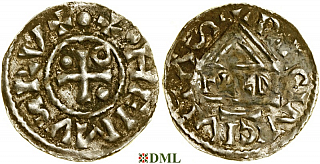 Денарий, Германия, Бавария, Heinrich II (985–995), м.д. Regensburg, монетарий ELLN, Hahn 1976, 22c2.2