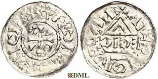 Денарий, Германия, Бавария, Heinrich II (1002-1024), м.д. Regensburg, монетарий ICIC, Hahn 1976, 27b2
