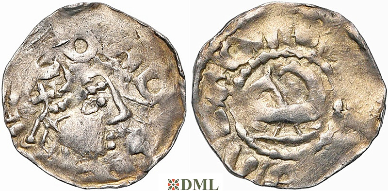 Денарий, Германия, Нижняя Лотарингия, Konrad II (1027-1039), м.д. Aachen, Ilisch 2014, 50.13