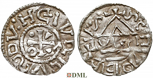 Денарий, Германия, Бавария, Heinrich IV (995-1002), м.д. Salzburg, монетарий VII•CI, Hahn 1976, 87b3