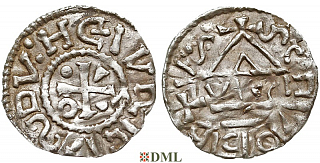 Денарий, Германия, Бавария, Heinrich IV (995-1002), м.д. Salzburg, монетарий VII•CI, Hahn 1976, 87b3