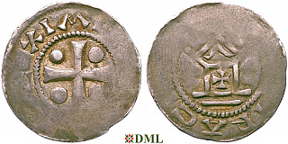 Денарий, Германия, Франкония, Otto II -Otto III (973-1002), м.д. Speyer, Dbg. 825