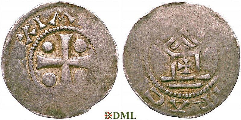 Денарий, Германия, Франкония, Otto II -Otto III (973-1002), м.д. Speyer, Dbg. 825