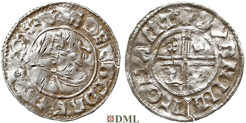 Денарий, Англия, Æthelred II (978-1016), м.д. Northampton, монетарий Burninc, North 770