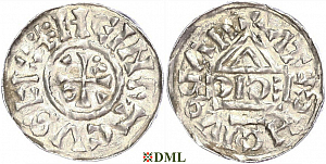 Денарий, Германия, Бавария, Heinrich II (1002-1024), м.д. Nabburg, монетарий ECIC, Hahn 1976, 74b1