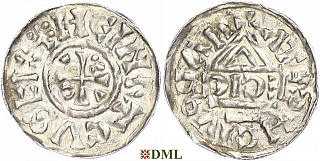 Денарий, Германия, Бавария, Heinrich II (1002-1024), м.д. Nabburg, монетарий ECIC, Hahn 1976, 74b1