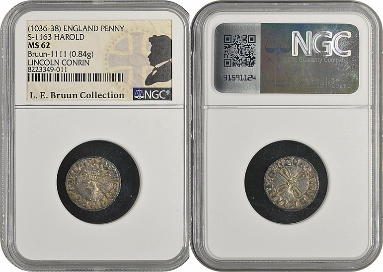 Денарий, Англия, Harold I (1035-1040), м.д. Lincoln, монетарий Conrin, North 802