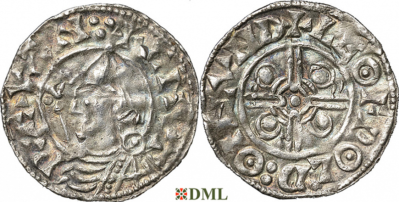 Денарий, Англия, Cnut (1016-1035), м.д. London, монетарий Leofwold, North 787
