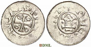 Денарий, Германия, Саксония, Otto III (983-1002), м.д. Goslar, type OAP
