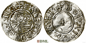 Денарий, Англия, Edward the Martyr (975–978), м.д. Stamford, монетарий Boga, North 763
