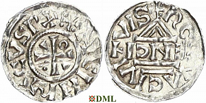 Денарий, Германия, Бавария, Heinrich II (1002-1024), м.д. Regensburg, монетарий ENCI, Hahn 1976, 27d2