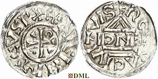 Денарий, Германия, Бавария, Heinrich II (1002-1024), м.д. Regensburg, монетарий ENCI, Hahn 1976, 27d2