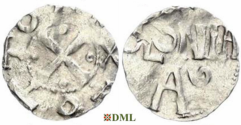 Денарий, Германия, Нижняя Лотарингия, Otto III (983-1002), м.д. Koln, Dbg. 331