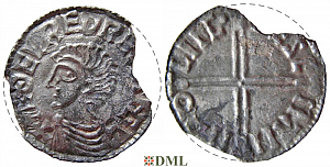 Денарий, Англия, Æthelred II (978-1016), м.д. Lincoln монетарий Æscman, North 774
