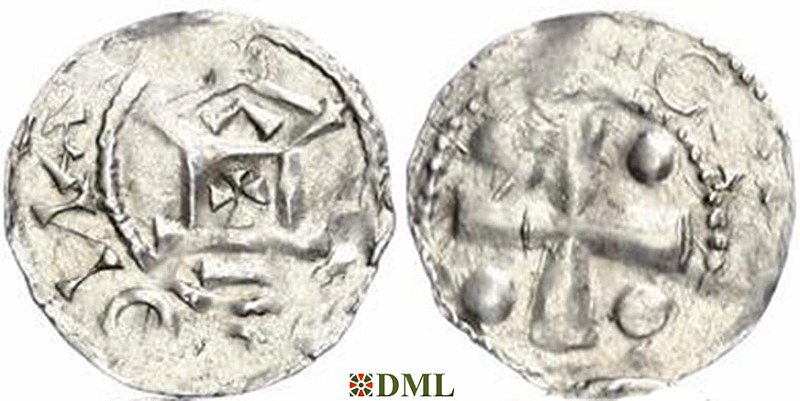 Денарий, Германия, Франкония, Otto III (983–1002), м.д. Mainz, Dbg. 778/779