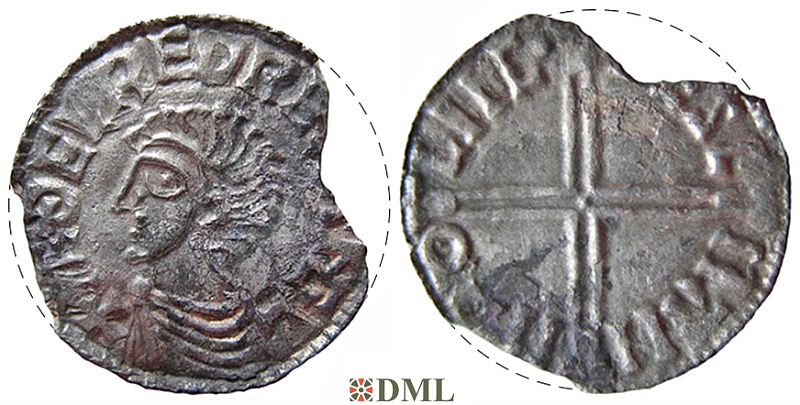 Денарий, Англия, Æthelred II (978-1016), м.д. Lincoln монетарий Æscman, North 774