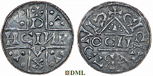 Денарий, Германия, Бавария, Heinrich V (1018-1023), м.д. Regensburg, монетарий OCII, Hahn 1976, 31f2