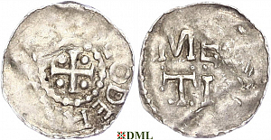 Денарий, Германия, Верхняя Лотарингия, Dietrich II (1006-1047), м.д. Metz, Dbg. 25