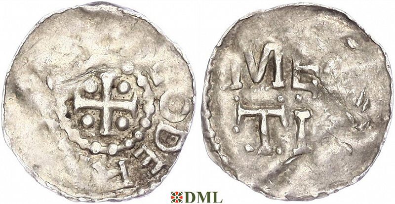 Денарий, Германия, Верхняя Лотарингия, Dietrich II (1006-1047), м.д. Metz, Dbg. 25