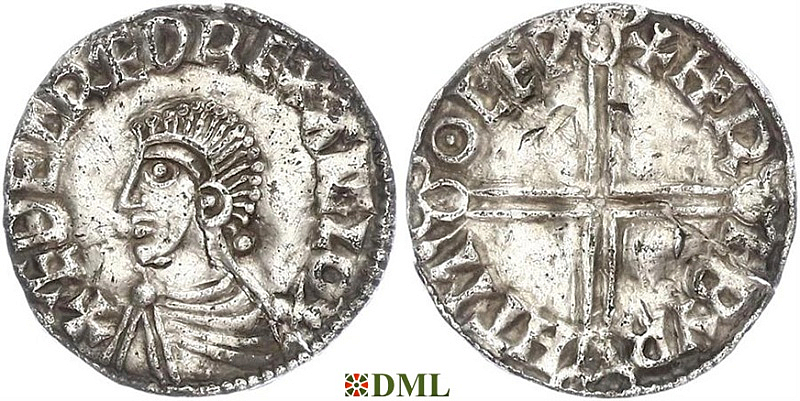 Денарий, Англия, Æthelred II (978-1016), м.д. Lewes, монетарий Herbrut, North 774