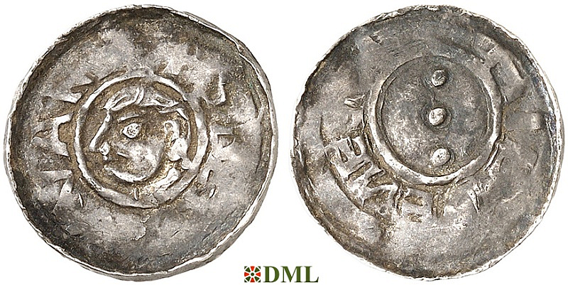 Денарий, Германия, Саксония, Bernward (993-1022), м.д. Hildesheim, Dbg.