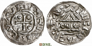 Денарий, Германия, Бавария, Heinrich II (955-995), м.д. Regensburg, монетарий SIC, Hahn 1976, 22g1.4