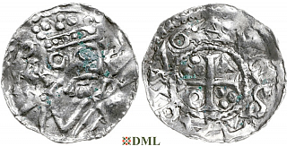 Денарий, Германия, Швабия, Heinrich II (1002-1024), м.д. Augsburg, Hahn 1976, 145.11