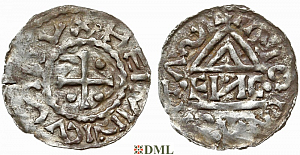 Денарий, Германия, Бавария, Heinrich I (948-955), м.д. Regensburg, монетарий •EИC•, Hahn 1976, 10e3