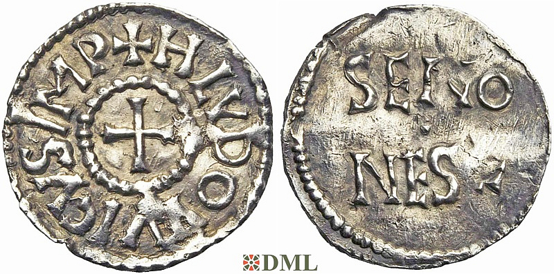 Денарий Каролинги Louis le Pieux (814-840)