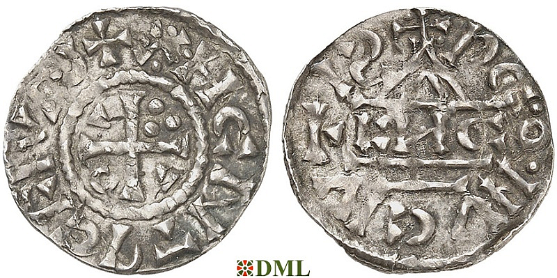 Денарий, Германия, Бавария, Heinrich II (1002-1024), м.д. Regensburg, монетарий ENCO, Hahn 1976, 27d9