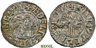 Денарий, Англия, Æthelred II (978-1016), м.д. London, монетарий Asketill, North 768