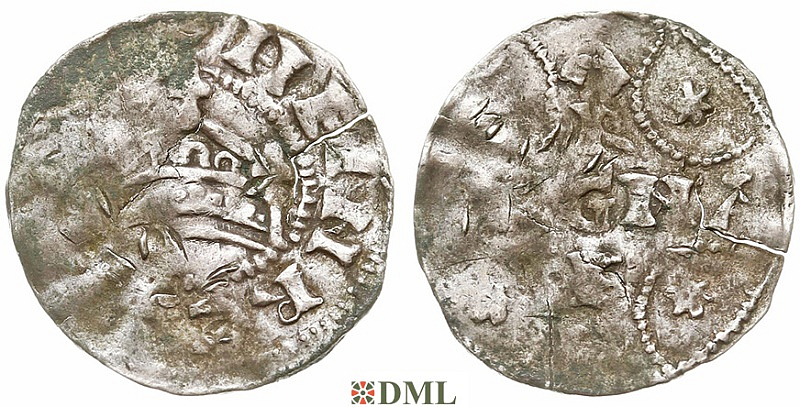 Денарий, Германия, Швабия, Heinrich II (1002-1024), м.д. Strassburg, Dbg. 915
