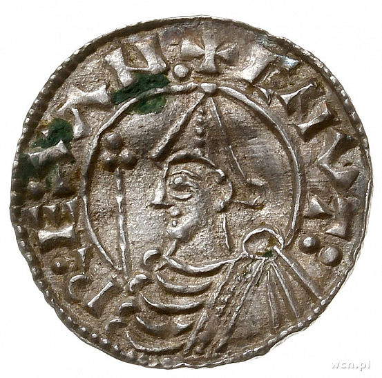 Денарий, Англия, Knut (1016-1035), м.д. Exeter, монетарий Eadwine, North 787
