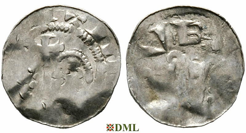 Денарий, Германия, Саксония, Adalbert (1043-1072), м.д. Bremen, Dbg. 1777