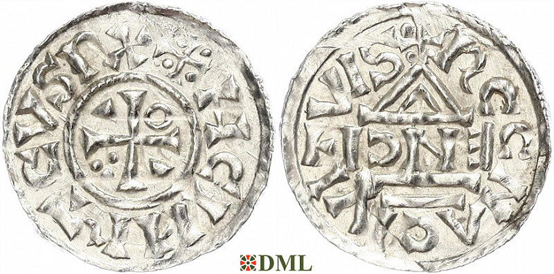 Денарий, Германия, Бавария, Heinrich II (1002-1024), м.д. Regensburg, монетарий ENCI, Hahn 1976, 27d2