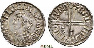 Денарий, Англия, Æthelred II (978-1016), м.д. London, монетарий Brihtlaf, North 774