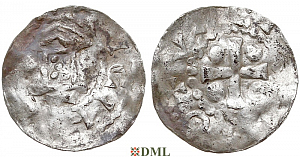 Денарий, Германия, Саксония, Heinrich II (1002-1024), м.д. Erfurt, Dbg. 827