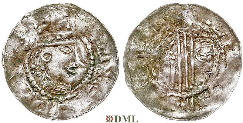 Денарий, Германия, Швабия, Heinrich II (1002-1024), м.д. Esslingen, Dbg. 951