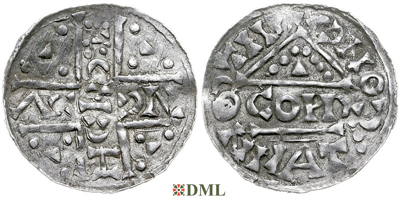 Денарий, Германия, Бавария, Heinrich V (1004-1026), м.д. Regensburg, монетарий CONR, Hahn 1976, 31c2